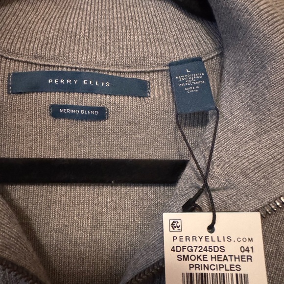Perry Ellis Men's Zip-Up Gray Sweater NWT - Picture 2 of 6
